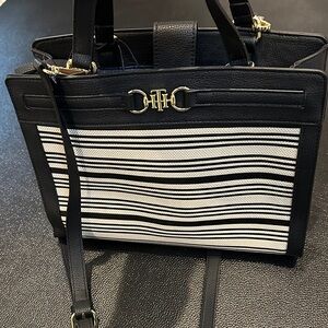 Tommy Hilfiger Black and White Striped Tote